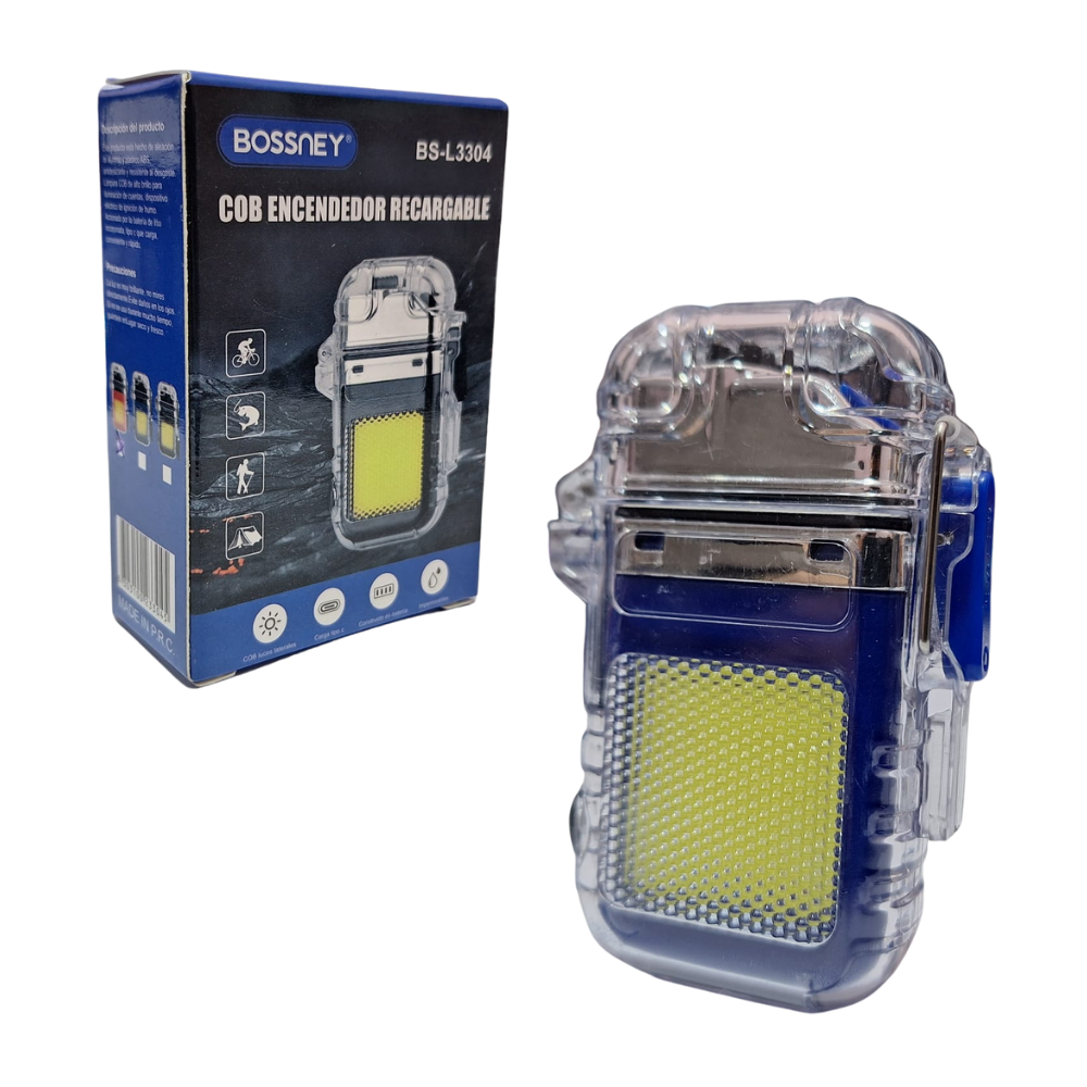 Encendedor Electrico Modelo Zippo con Linterna Recargable Bossney Bs-L3304