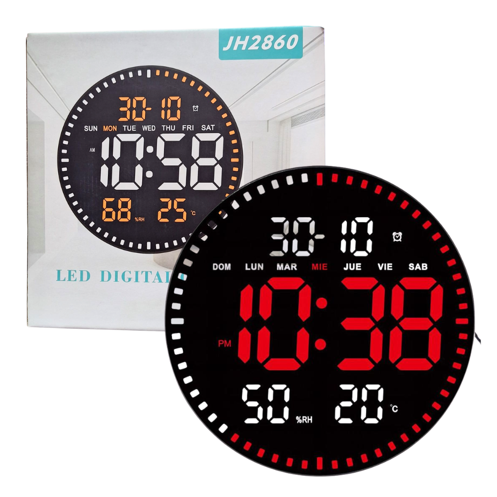 Reloj Digital LED de Pared Control Remoto Temperatura Alarma JH-2860