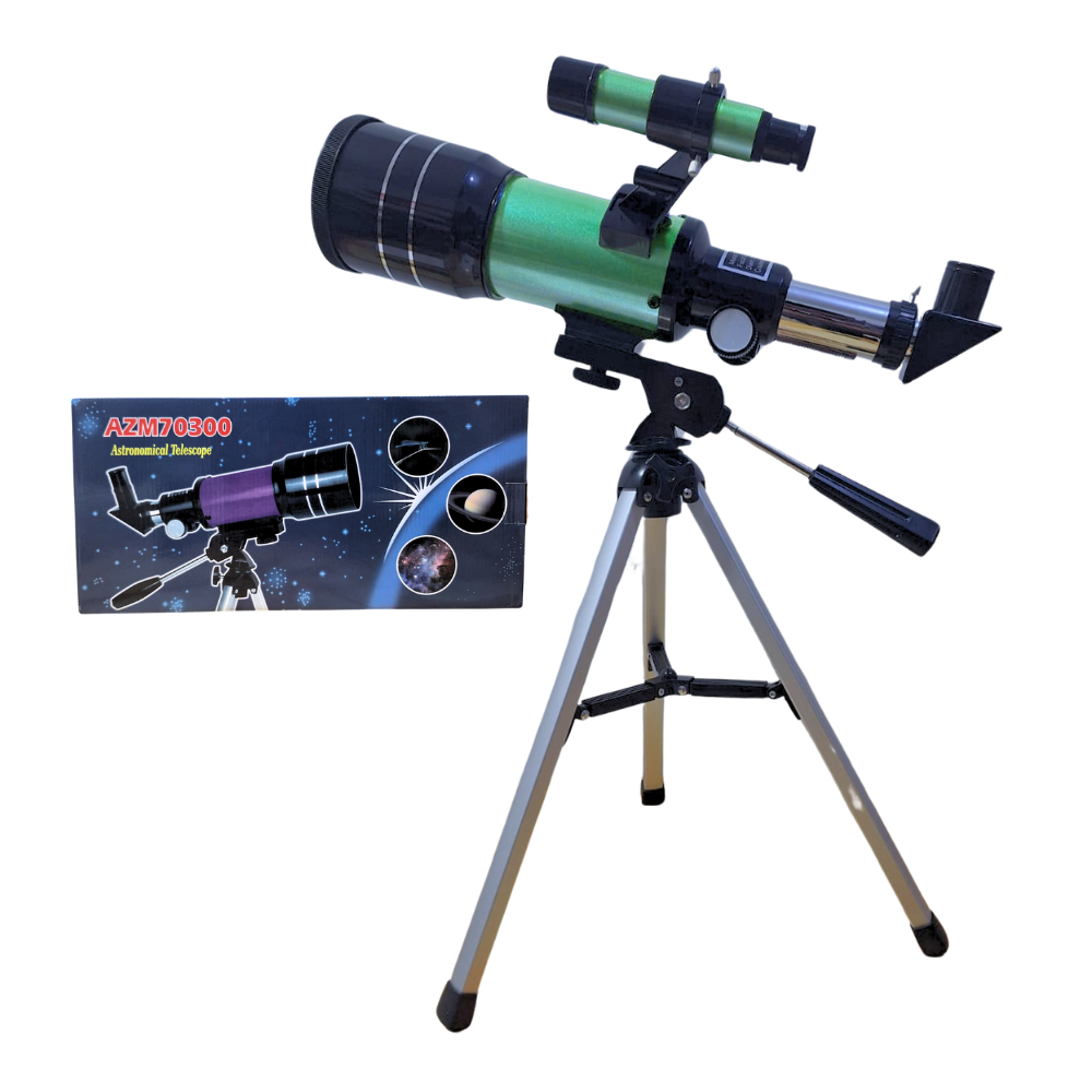 Telescopio Astronomico con Tripode y Lentes Intercambiables Bossney AZM70300 