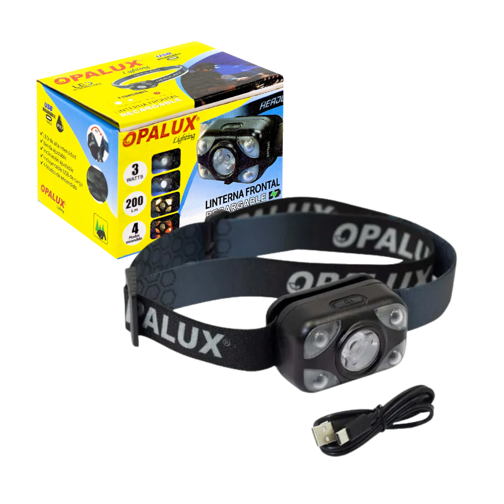 Linterna Frontal Recargable con 4 Funciones OP-3672