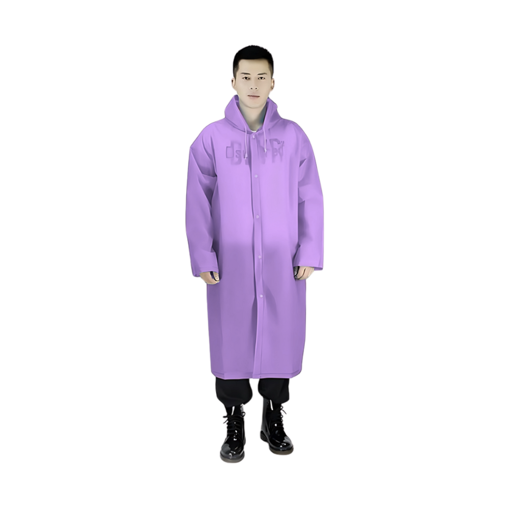 Poncho Impermeable Grueso de Mangas Rectas con Capucha y Botones Amarillo