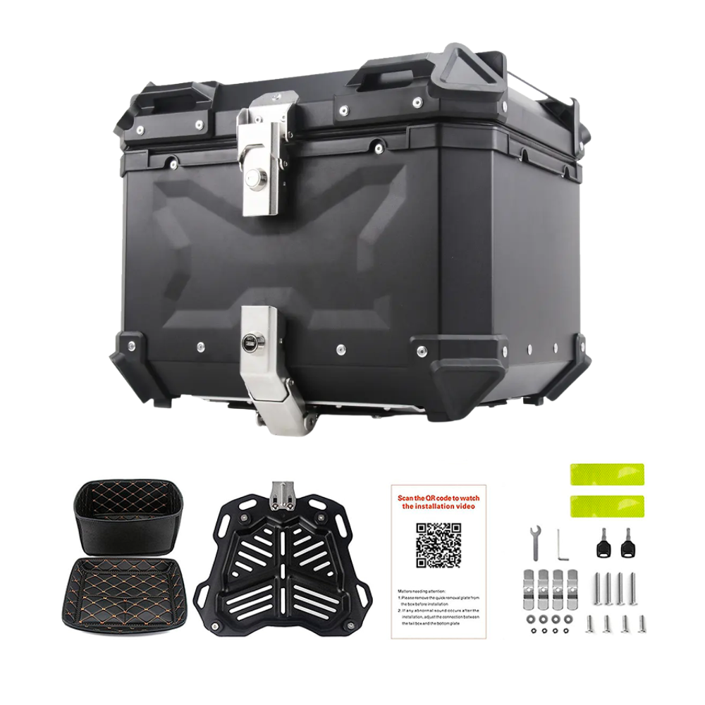 Cajuela de Aluminio de 65L de Capacidad y Respaldar para Moto MOTOON