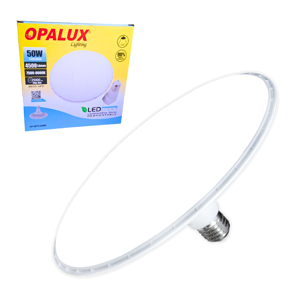 Luminaria Ovni Blanca Desmontable 50W Opalux 7500K 4200Lm OP-UF75-50WB