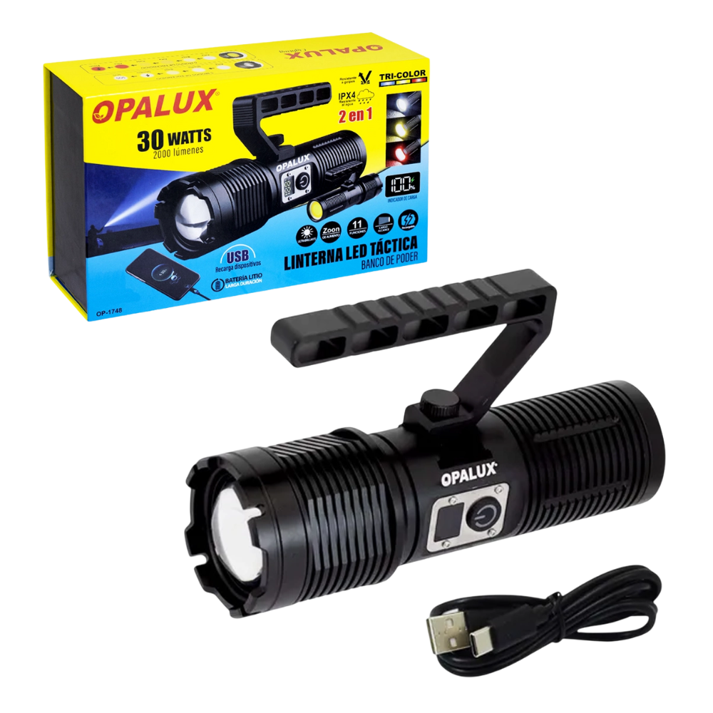 Linterna Tactica 2 En 1 Power Bank  30W 2000Lm OP-1748