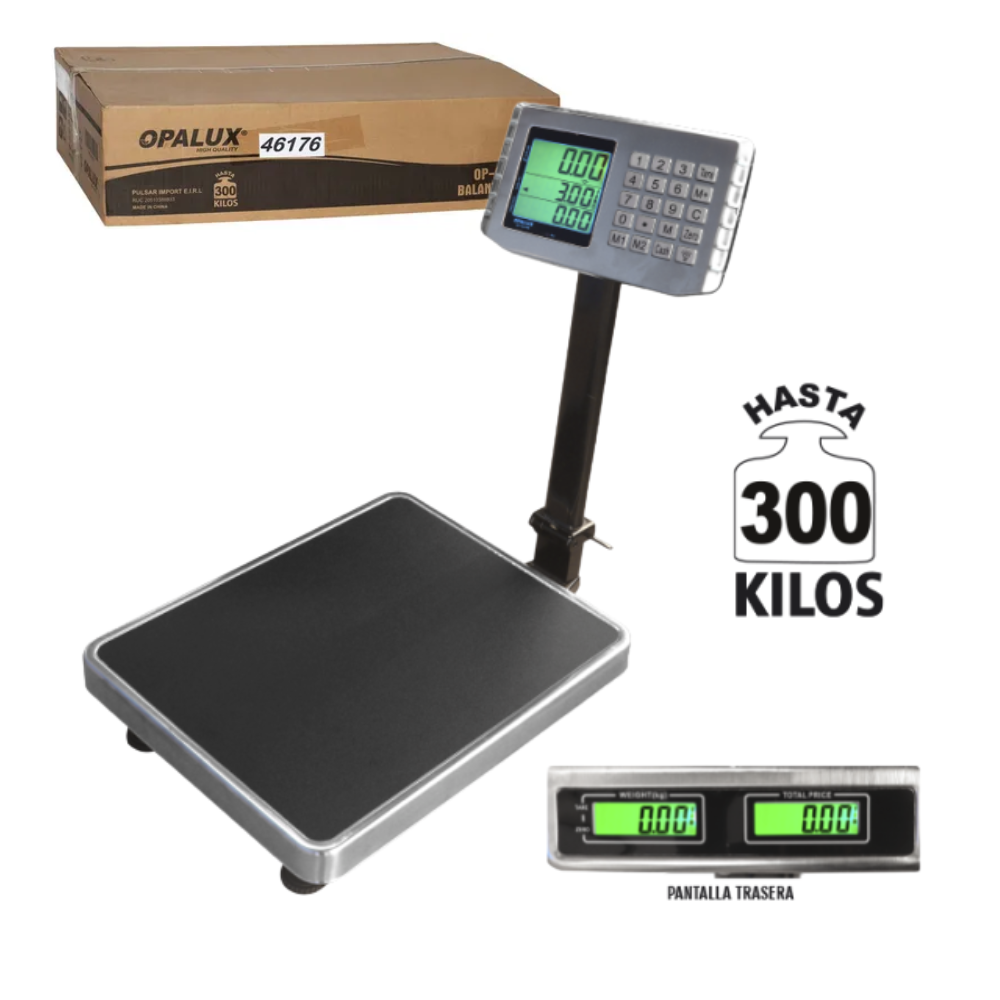 Balanza Digital Opalux Op-Gs300 300Kg Cabeza Y Tecla Metal Op-Gs300