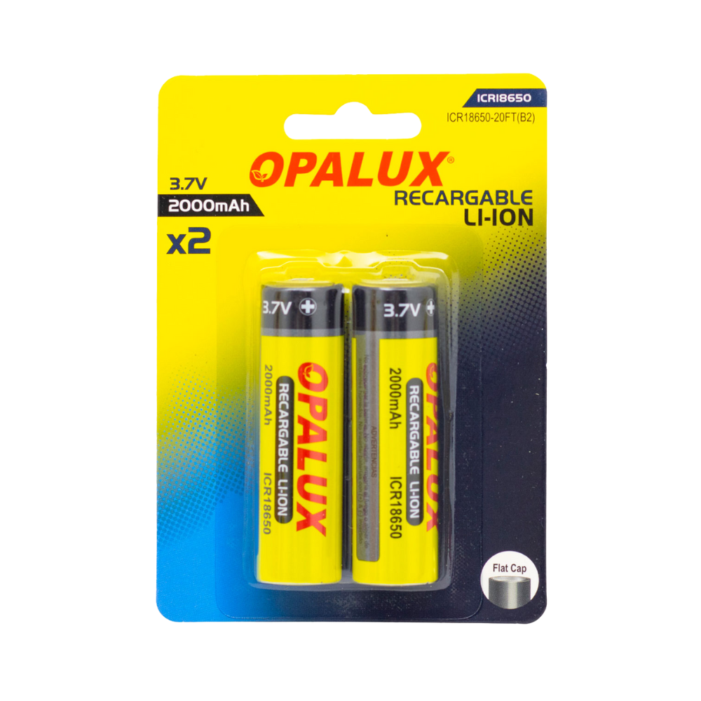 Baterias Recargables 18650 2000mAh c/u Marca Opalux ICR18650-20FT(B2)