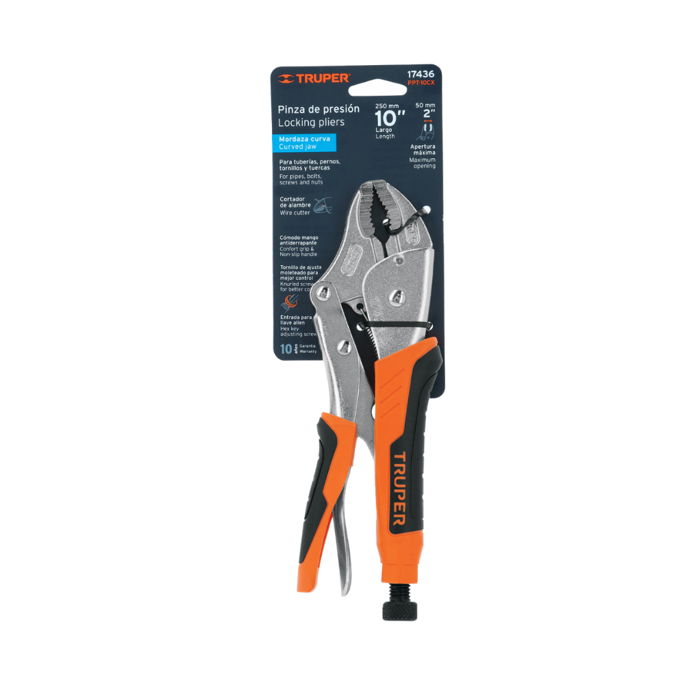 Pinza De Presion 10" Mordaza Curva Mango De Vinil Truper PPT-10CX 17436