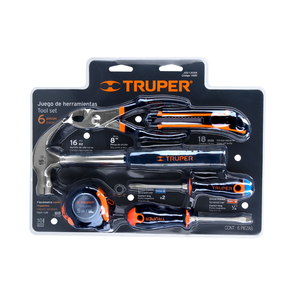 Set de 6 Herramientas Caseras Truper JGO-CAS6X 14651