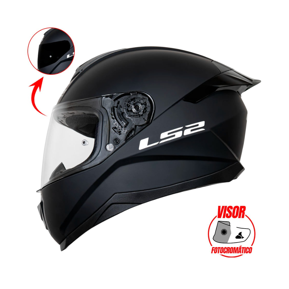 Casco con Visor Fotocromatico LS2 SOLID Negro Mate VPHOTOCROM FF802 Talla L-ECE2206