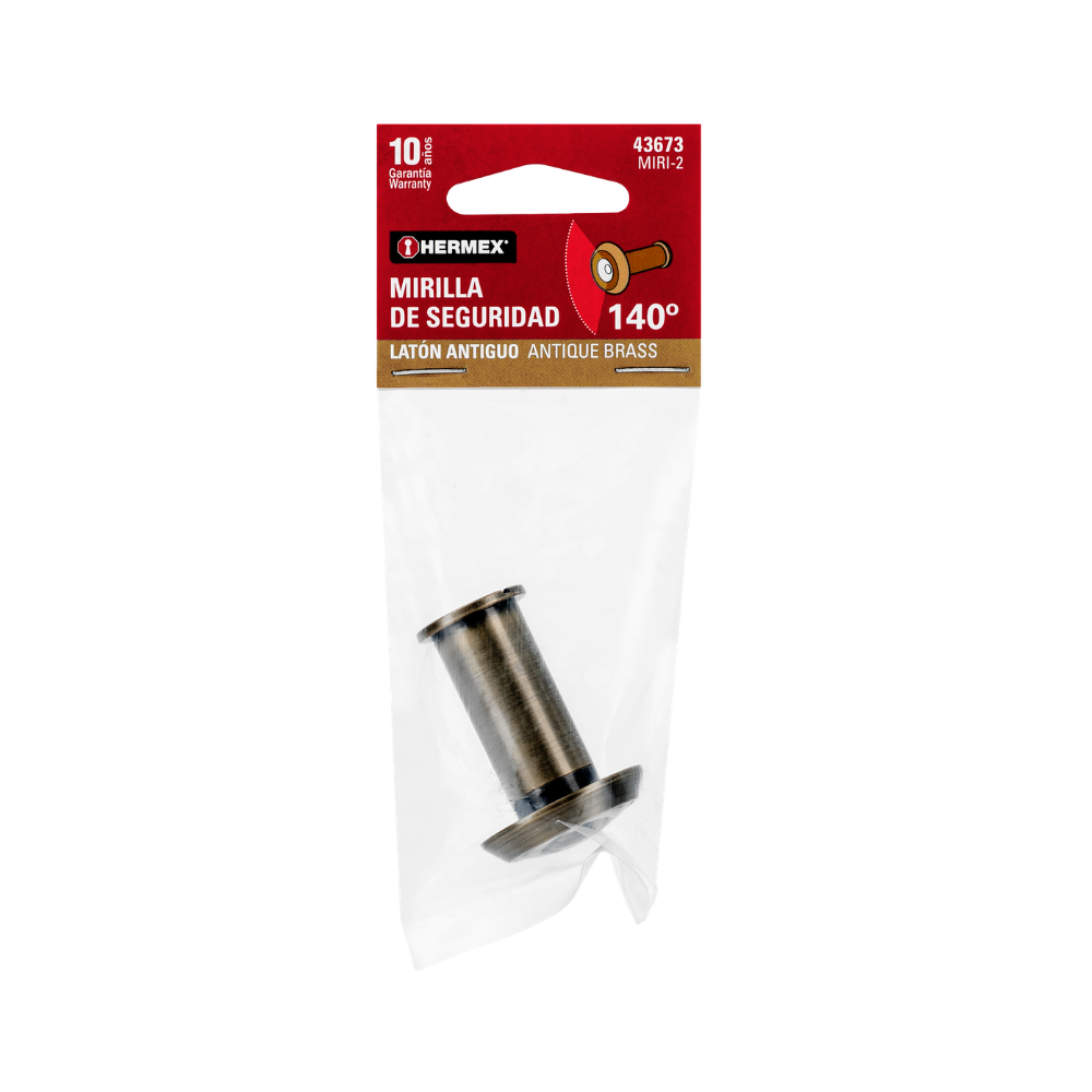 Mirilla Visor de Seguridad con Acabado de Laton Antiguo Para Puerta 180° 30 mm Hermex MIRI-2