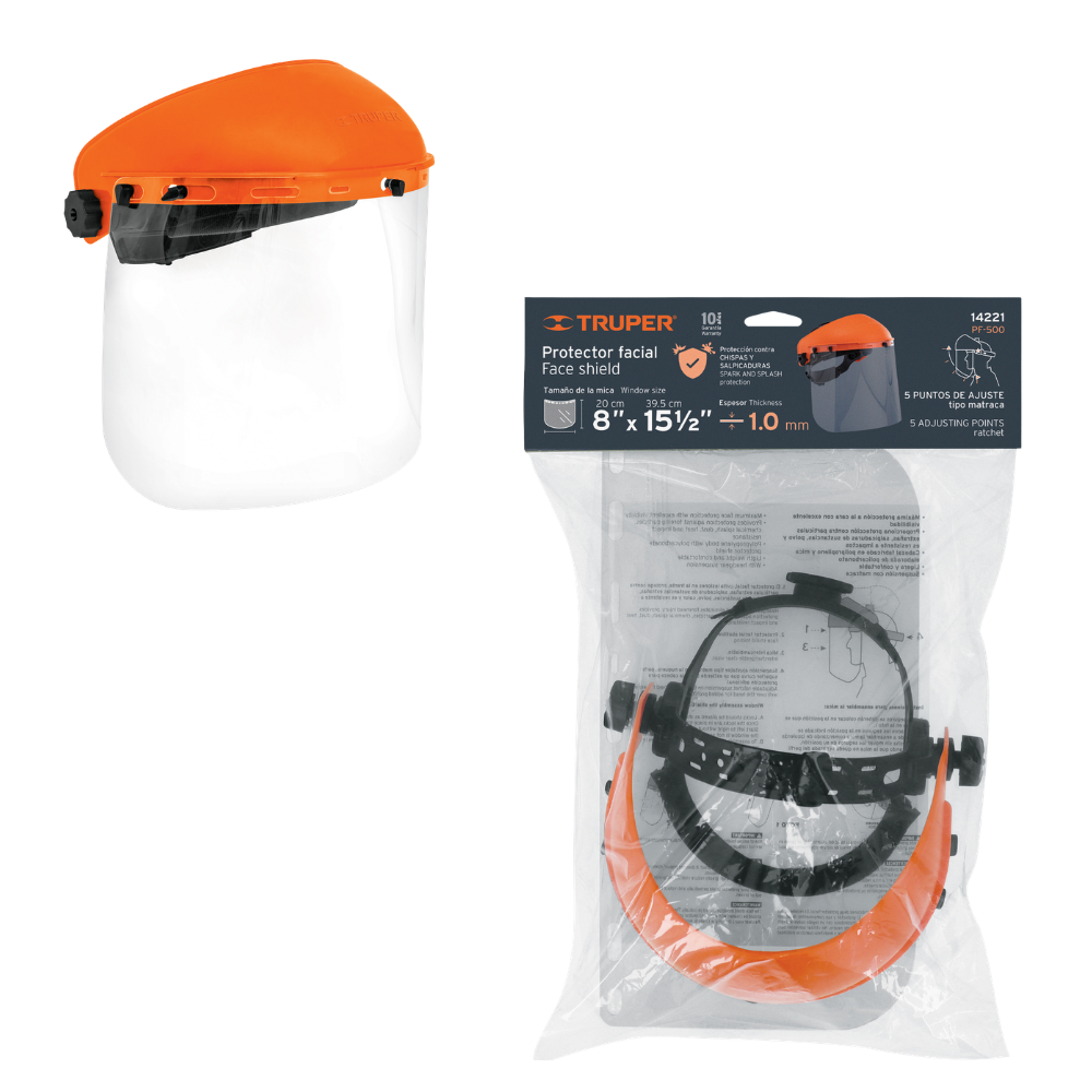 Protector Facial de Seguridad Careta Transparente Truper PF-500