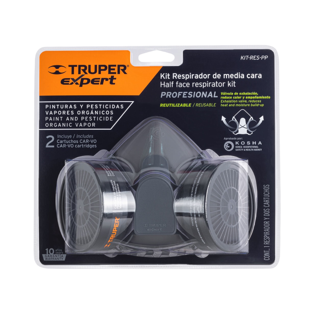 Mascarilla de Proteccion Kit Respirador Profesional con Cartuchos para Pintura y Pesticida Tuper Expert KIT-RES-PP