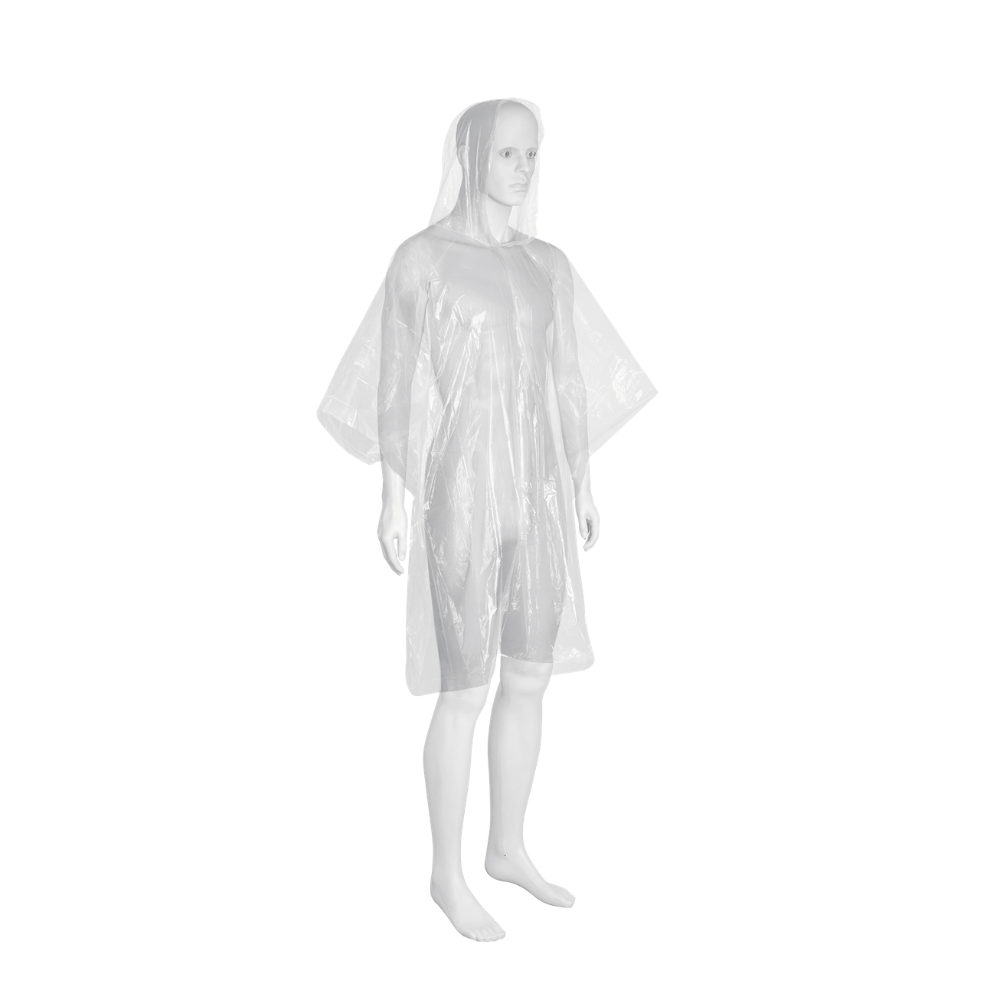 Poncho Capamanga Desechable de Polietileno Impermeable Transparente Unitalla para Lluvias Pretul PONCHO-PD