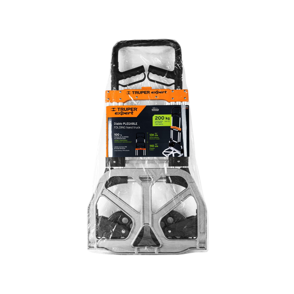 Carretilla Coche Diablo de Carga Plegable con cuerpo y base de Aluminio Capacidad 200 Kg Truper DIA-200AX