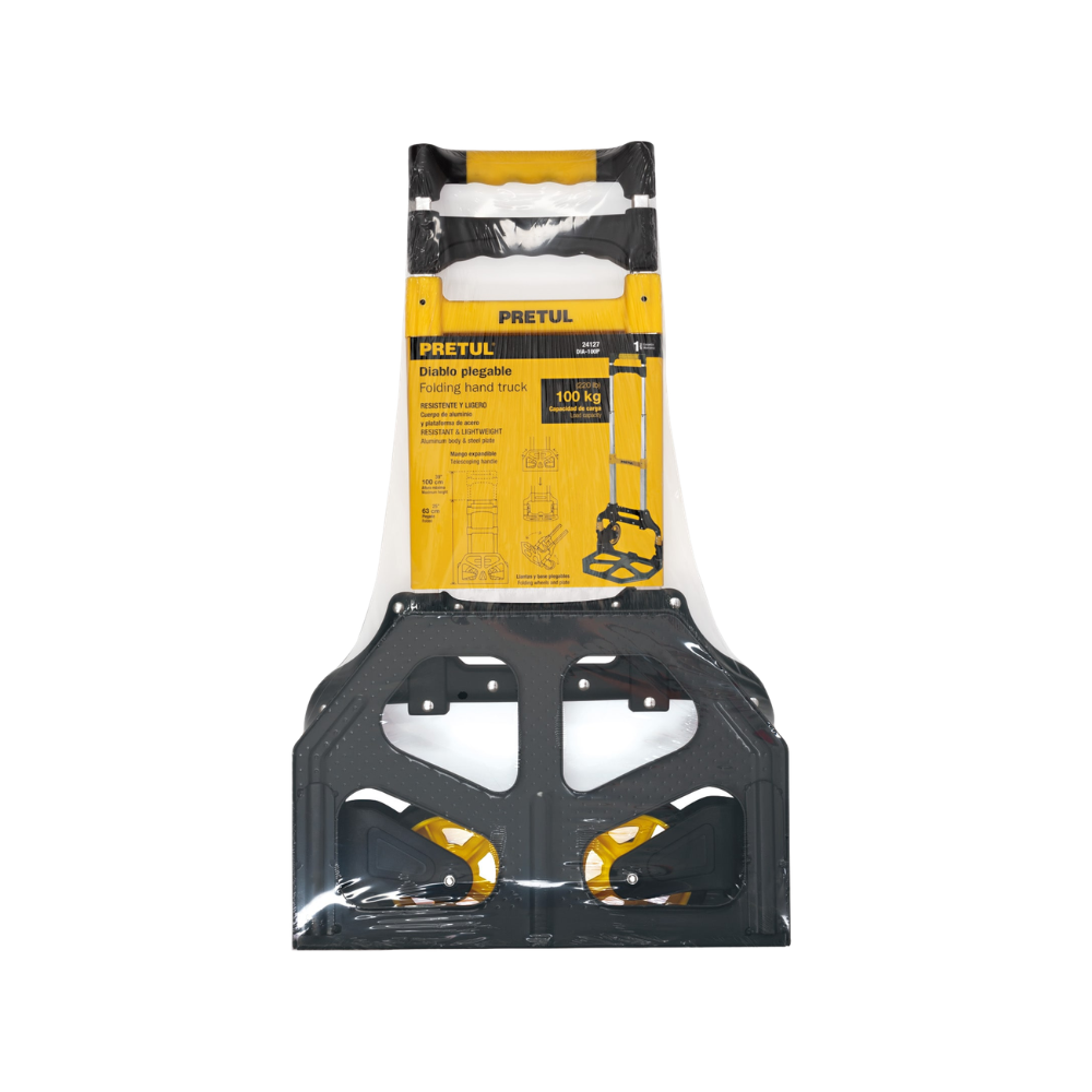 Carretilla Coche Diablo de Carga Plegable de Aluminio con Base de Acero Capacidad 100 Kg Pretul DIA-100P