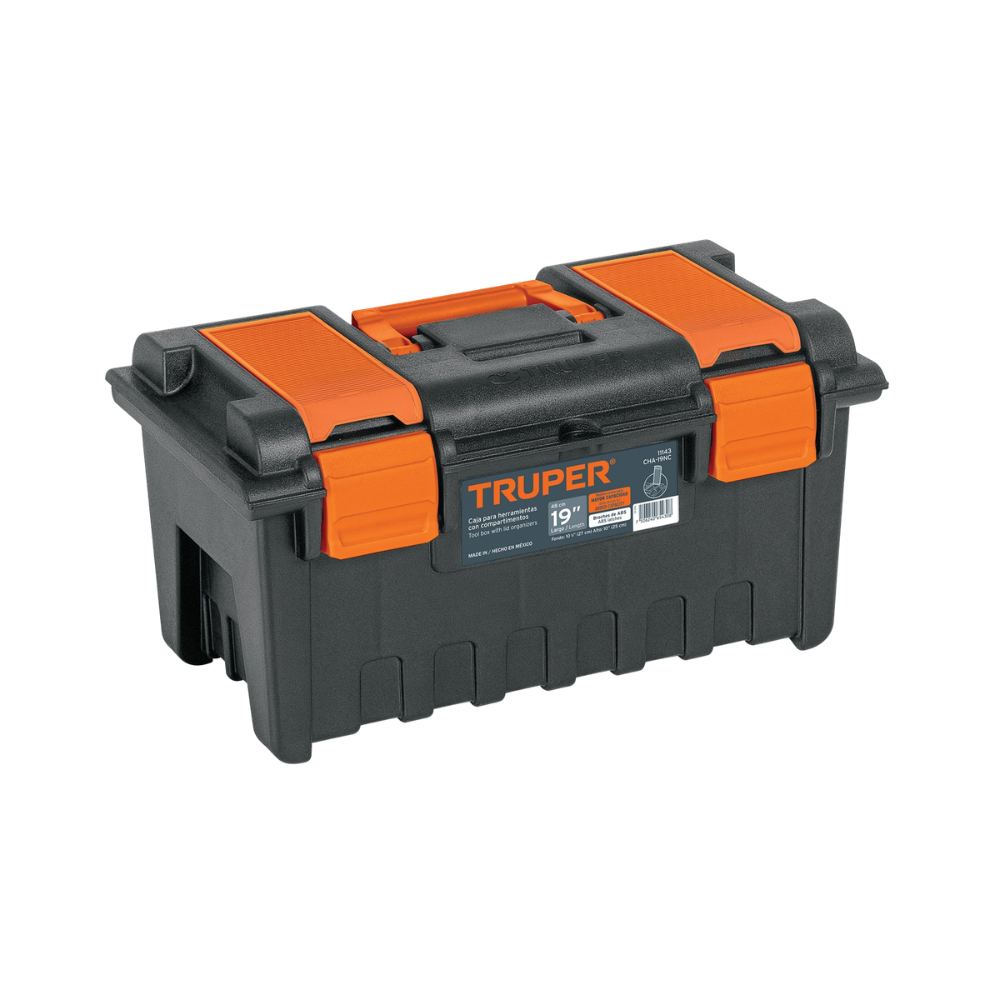 Caja Organizadora para Herramientas 19” con Compartimentos Superior Alta Resistencia para Uso Profesional Truper CHA-19NC