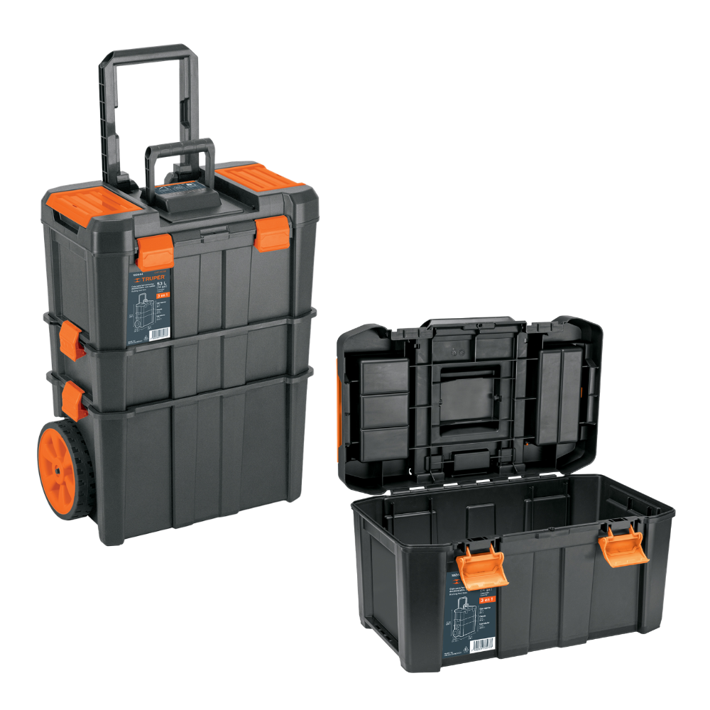 Caja Organizadora para Herramientas 3 en 1 Desmontable con Ruedas Truper CHP-1925R