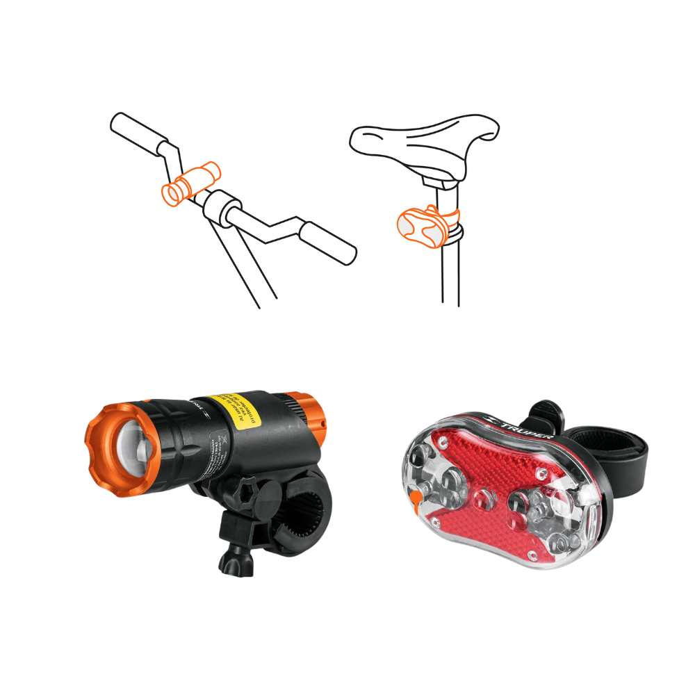 Kit Juego de Luces Linterna Delantera y Trasera para Bicicleta Truper Recargables para Ciclismo y Seguridad Vial LIBI-K2 LED