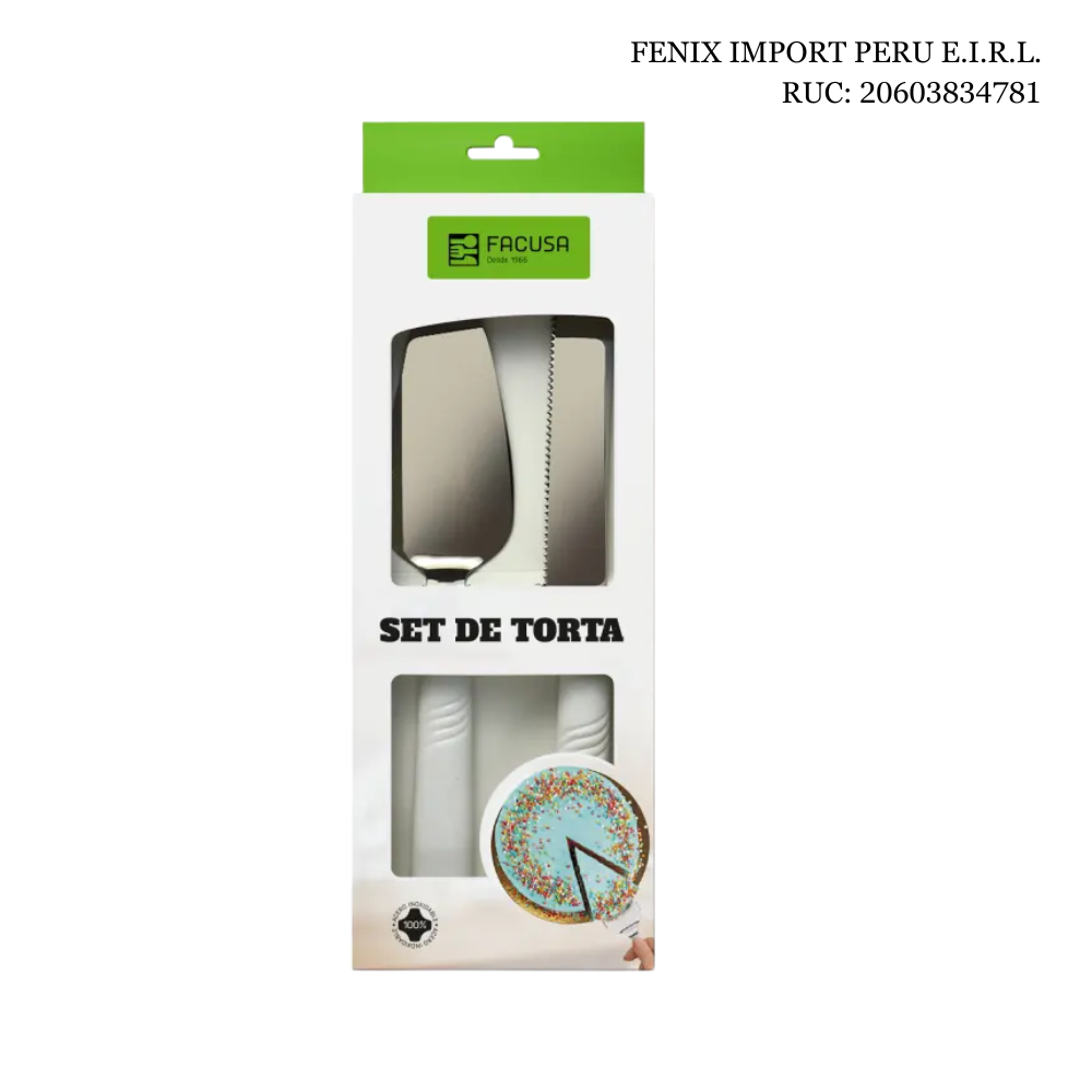 Juego de Cuchillo Serrucho con Espatula para Torta Postres Acero Inoxidable FACUSA