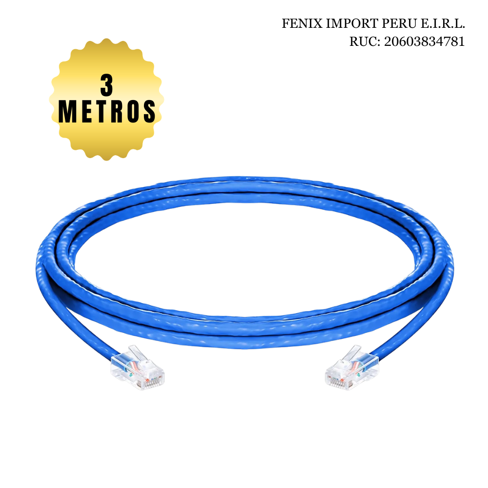 Cable de red Ethernet Cat-5E de 3 metros Azul