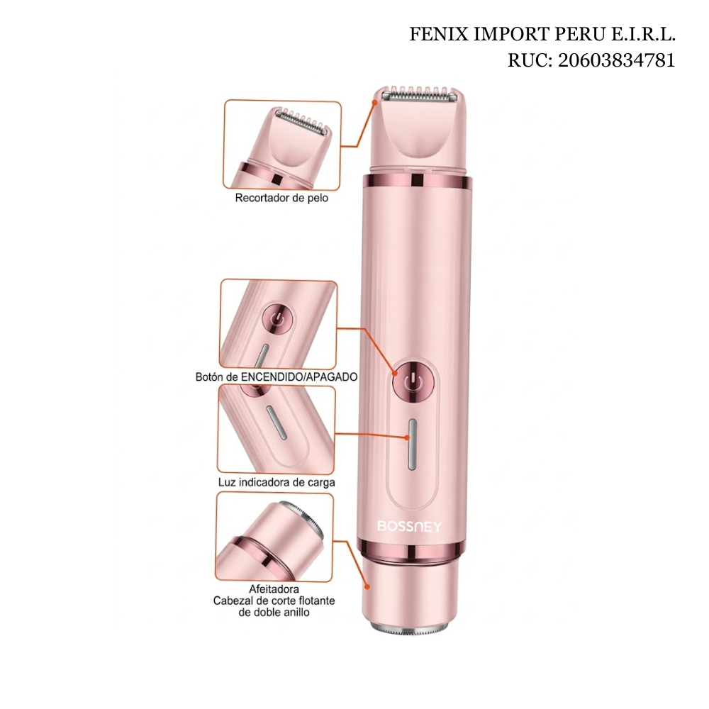 Depiladora Corporal 3W Mujer 2 En 1 Bossney BS-H9205