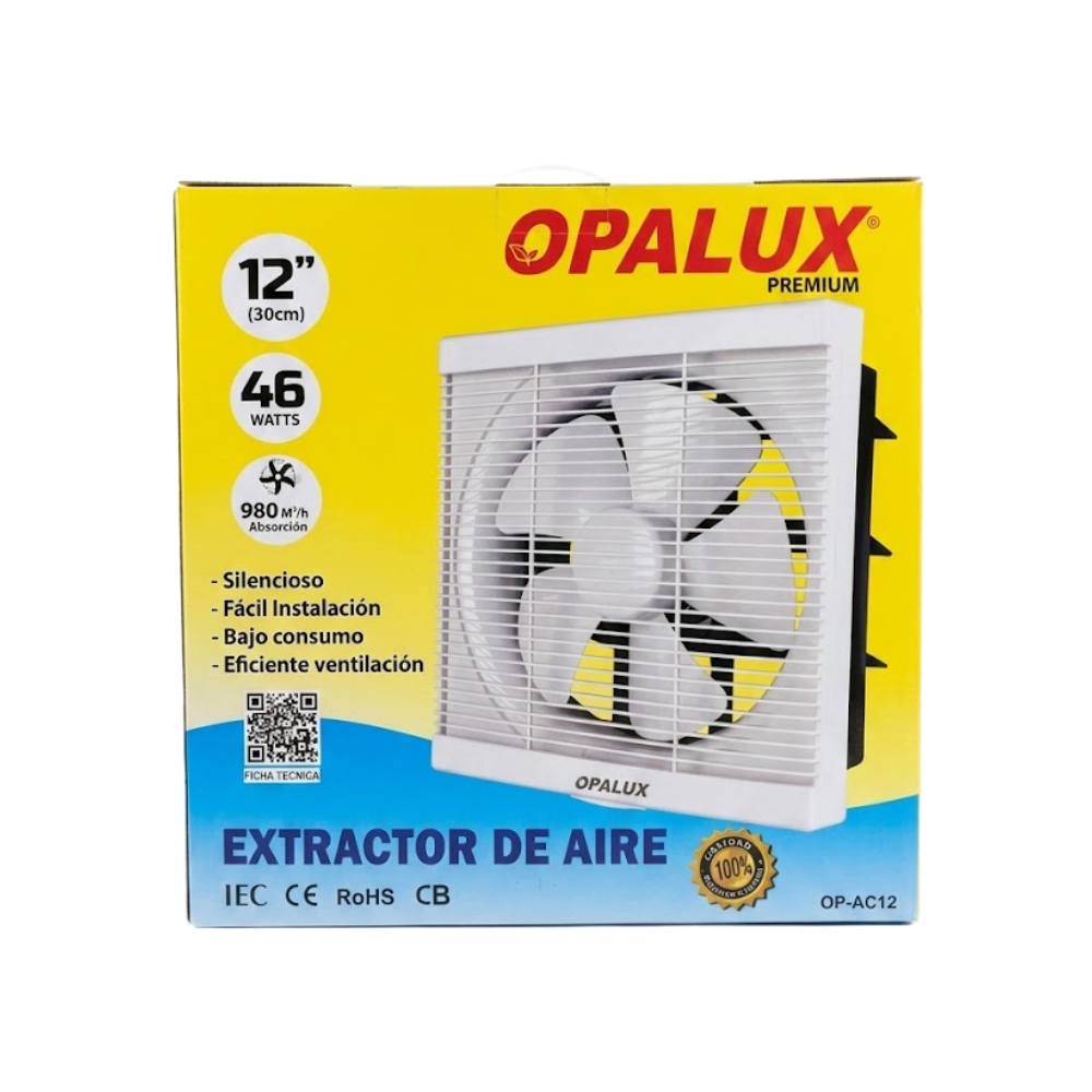 Extractor de Aire 12 Pulgadas para Ventilacion de Ambientes Cocinas Talleres Almacenes y Oficinas OP-AC12 