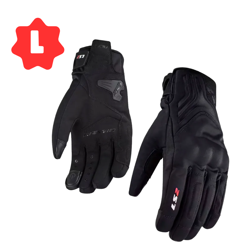 Guantes para Motociclista LS2 Jet II Negro para Hombre con Proteccion en Nudillos Ajuste de Velcro Talla L