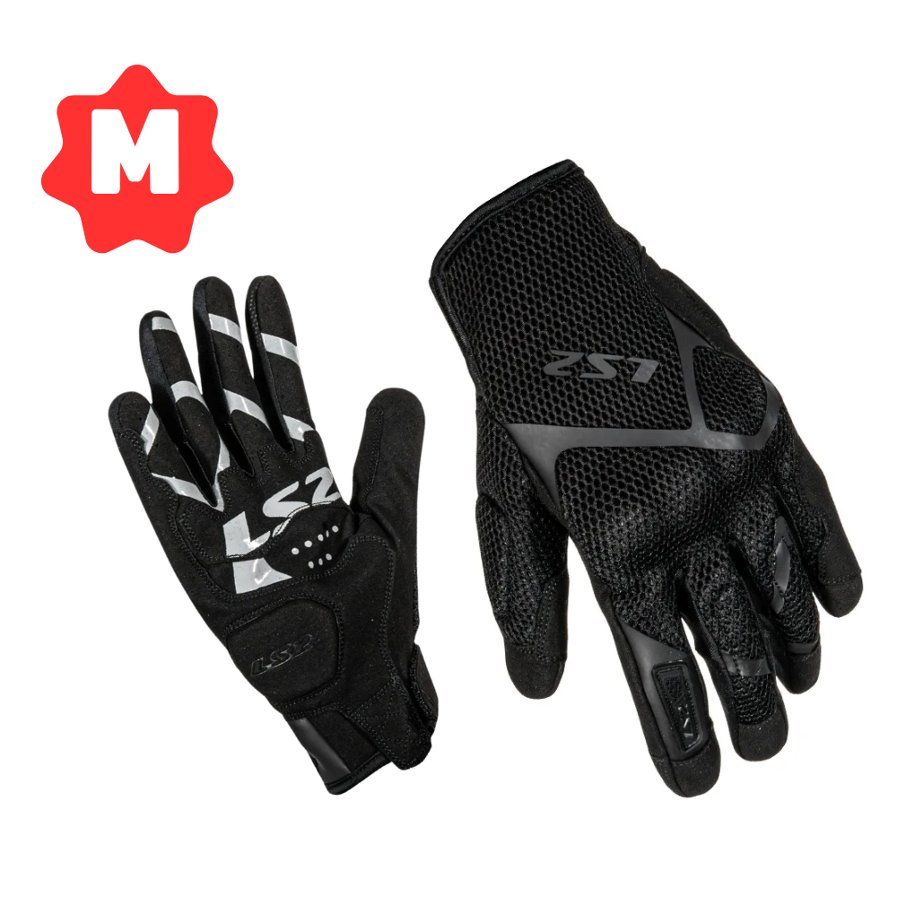 Guante para Motociclista LS2 Ray ll Negro para Hombre Ajuste de Velcro Certificación CE Talla M