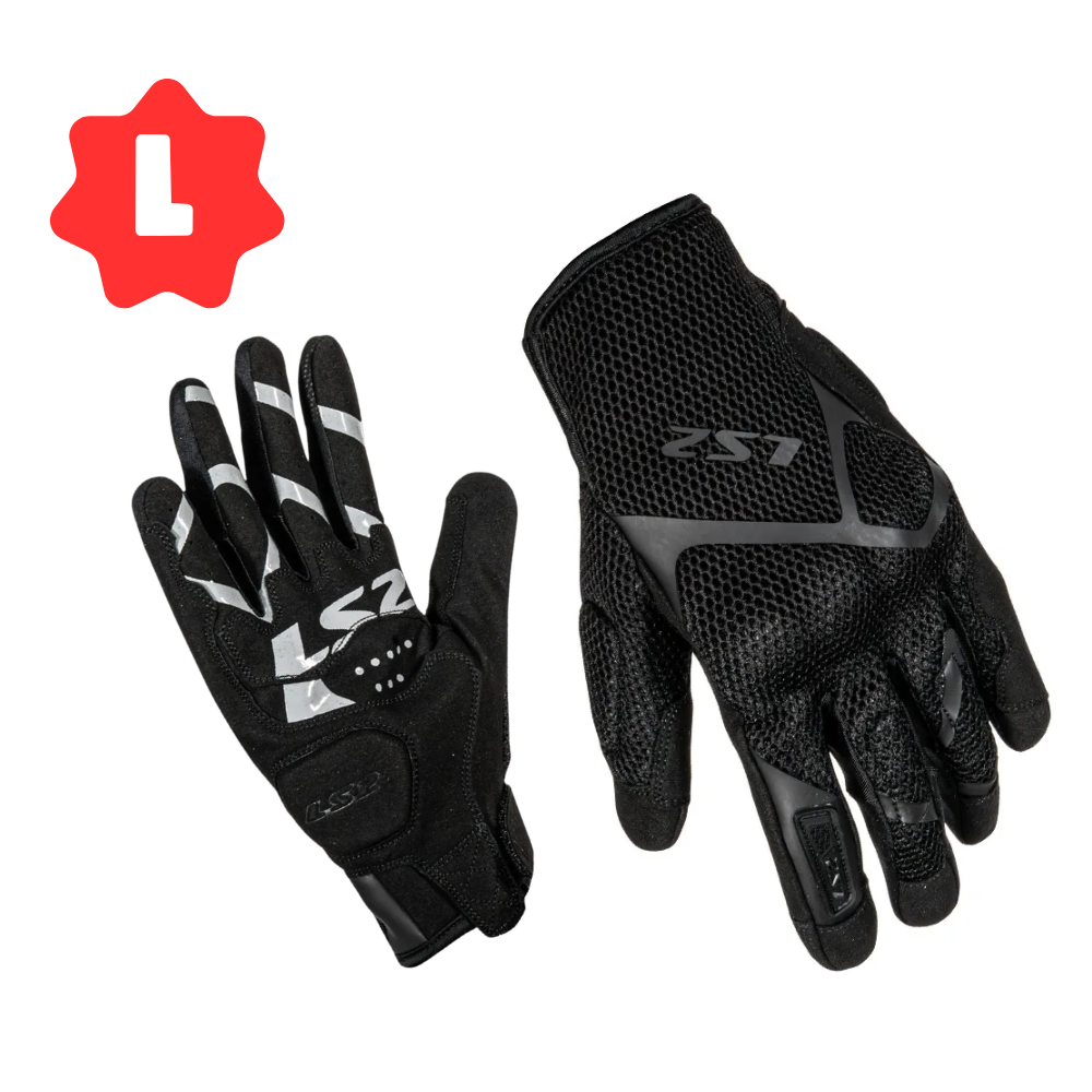 Guante para Motociclista LS2 Ray ll Negro para Hombre Ajuste de Velcro Certificación CE Talla L