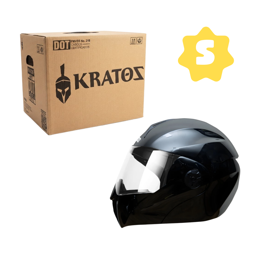 Casco Abatible Articulado para Moto Visor Humo Negro Brilloso Talla S  Kratoz K30 DOT