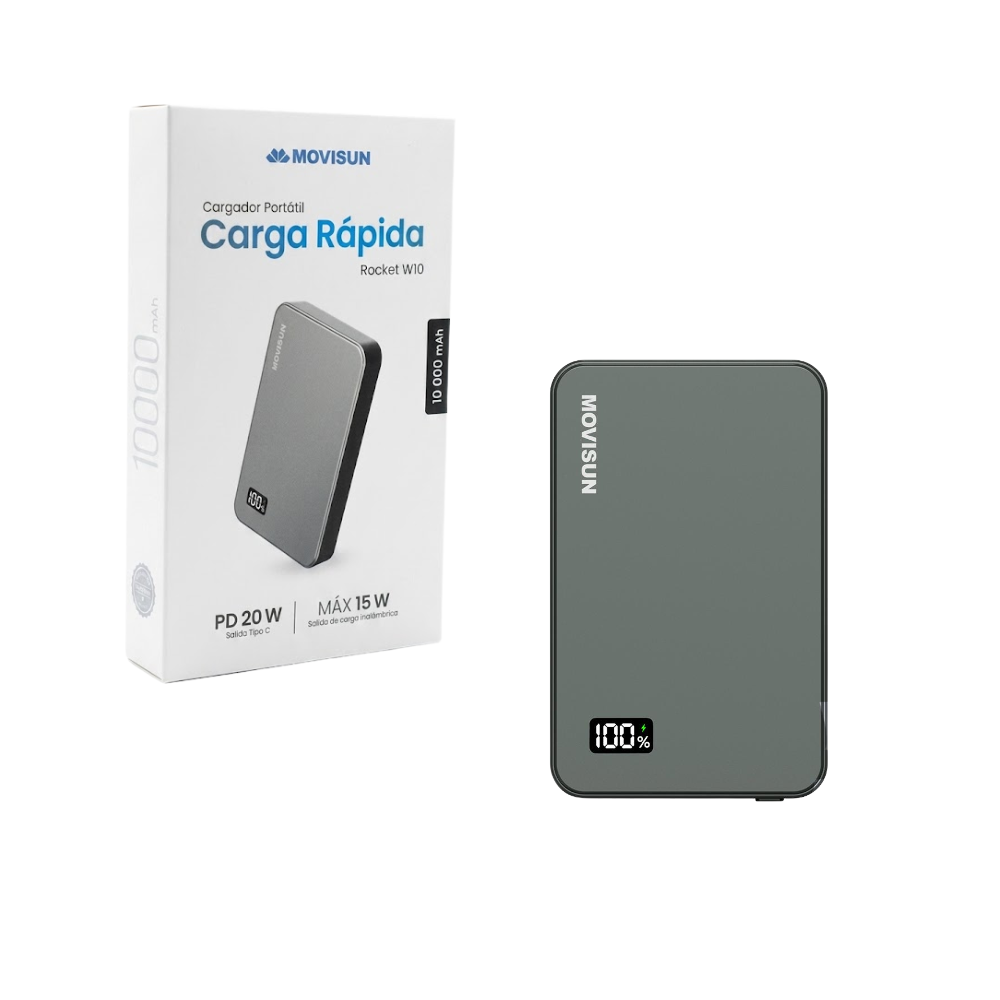 Power Bank Inalambrico Magnetico 10000mAh Carga Rapida 20W Rocket Pantalla Digital W10 Movisun