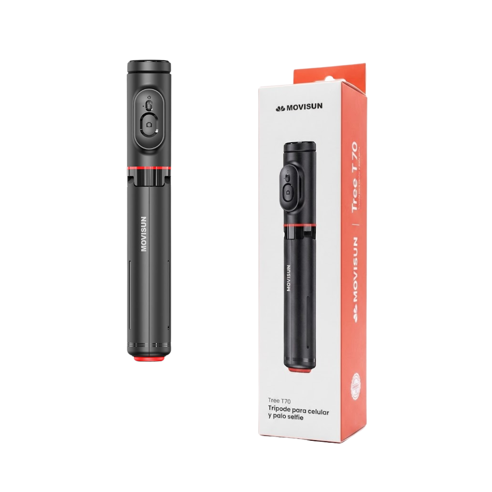 Tripode y Selfie Stick 2 en 1 Apertura Automatica con Control Bluetooth Magnetico 360° 73 cm TREE T70 Movisun