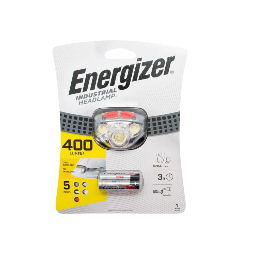 Linterna Frontal 400 lumenes 5 modos 35hrs IPX4 85 metros Energizer