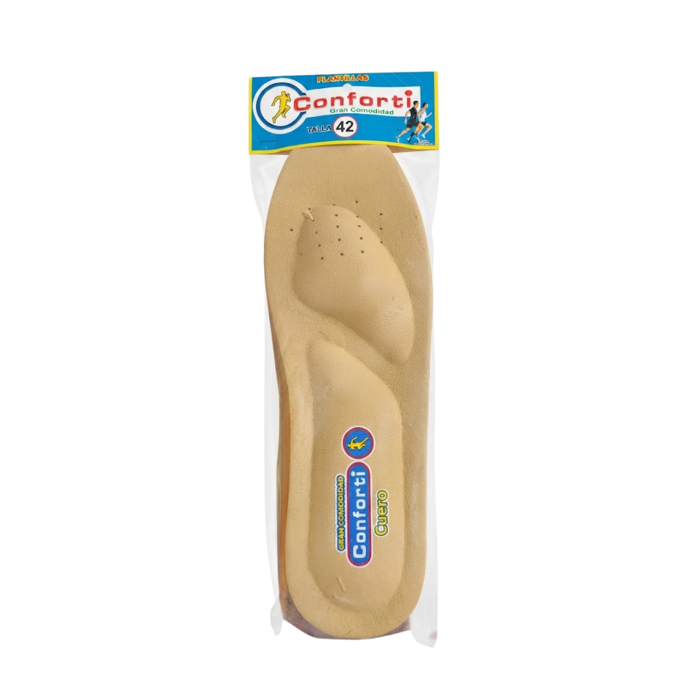 Plantillas para Zapatos Zapatillas Calzado con Amortiguacion Diseño Ergonomico CONFORTI Cuero Talla 42
