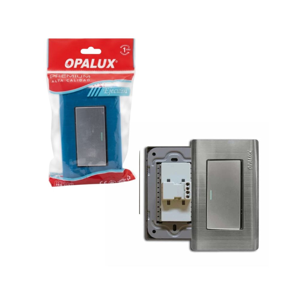 Interruptor Metalico Simple con Dado Grande de 7 cm 10A 127–250V AC para Instalaciones Electricas Residenciales, Comerciales y Oficinas OPALUX OP-011