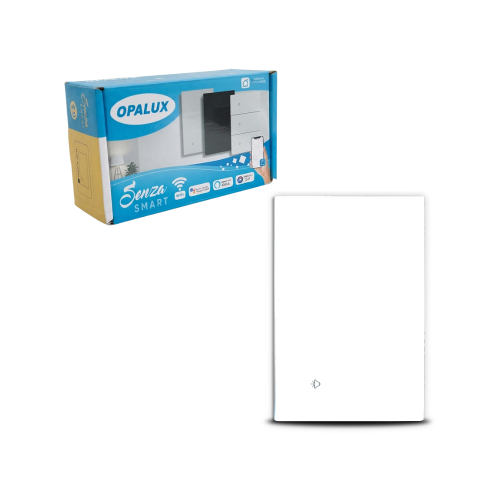 Interruptor Inteligente Tactil WiFi Simple Blanco Compatible con Alexa, Google Assistant, Siri y App Smart Life OPALUX OP-AM01BL