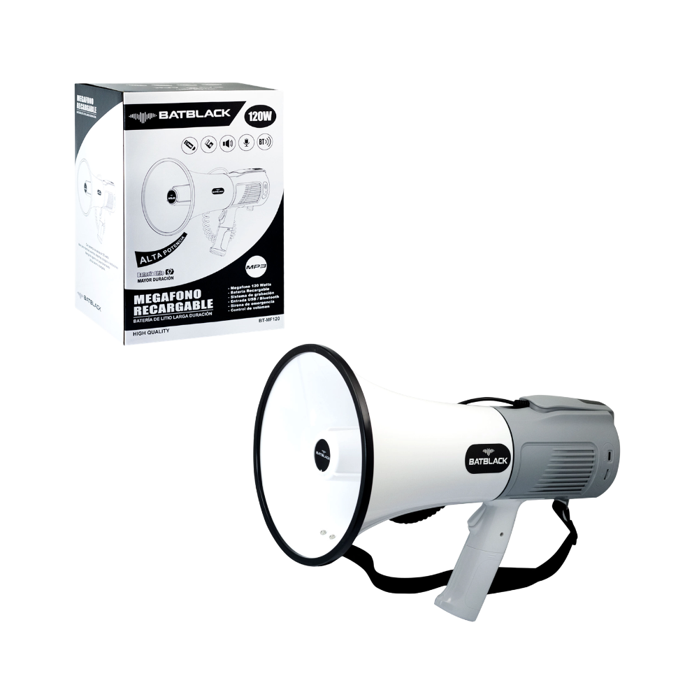  Megafono Recargable Bluetooth 120W BATBLACK BT-MF120