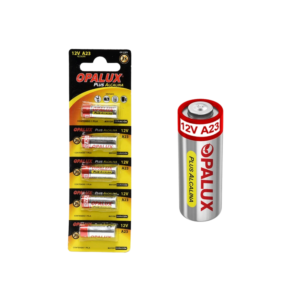 Pilas Alcalinas A23 12V Blister x 5 Unidades para Controles, Alarmas, Timbres OPALUX OP-23P5