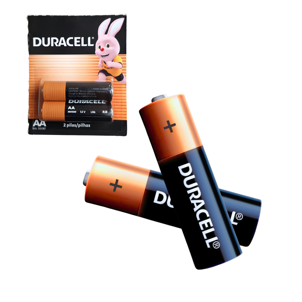 Pilas Alcalinas AA Duracell MN1500B2 Blíster x2 Unidades de 1.5V para Controles Remotos, Juguetes, Linternas, Cámaras y Dispositivos Electrónicos