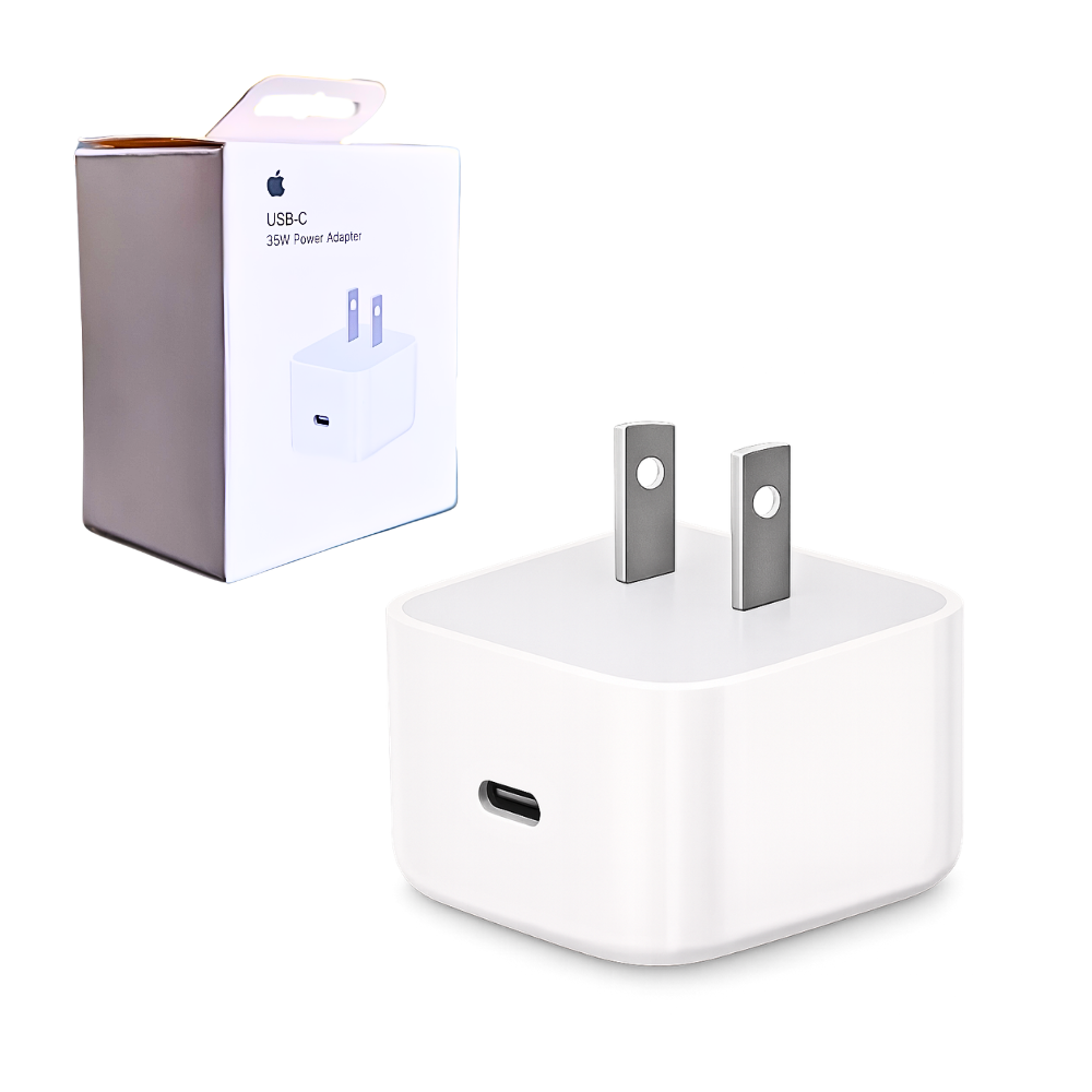 Cubo Cargador a la Corriente con Entrada USB-C 35W Compatible con Apple iPhone, iPad, MacBook Air, Apple Watch y AirPods