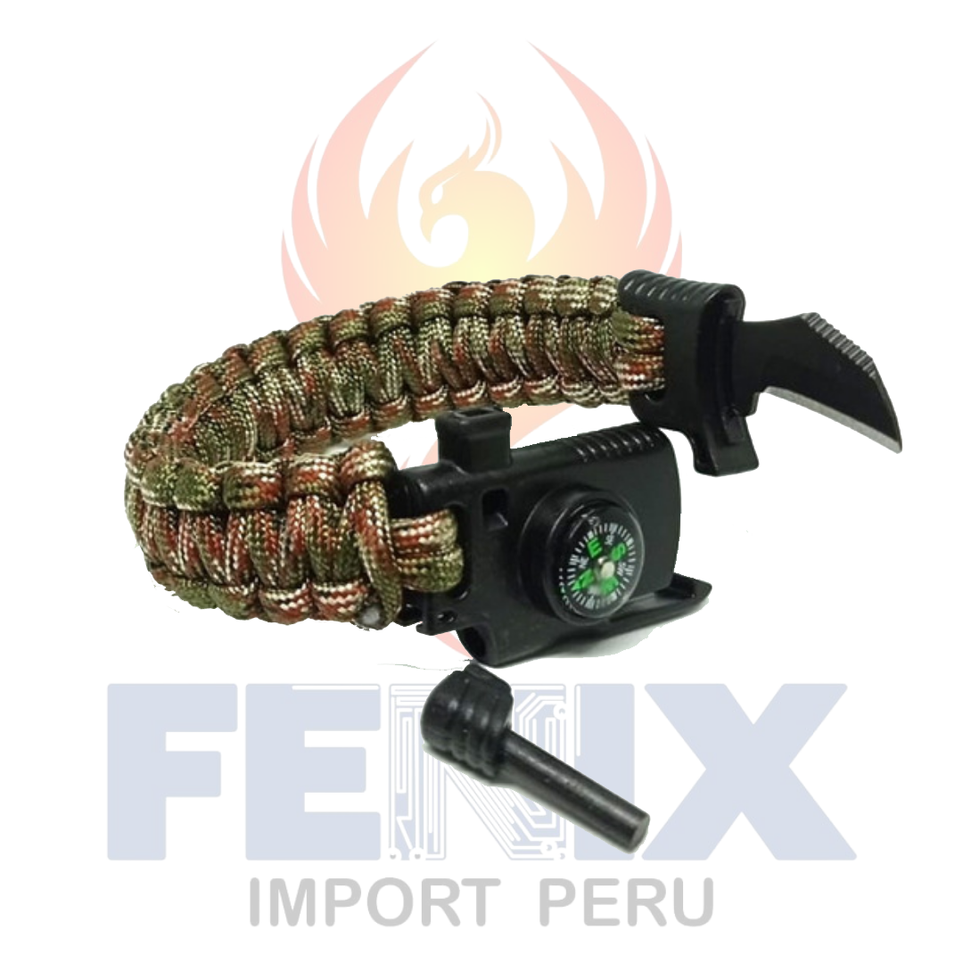 Pulsera Táctica Paracord Camping y Supervivencia Con Navaja