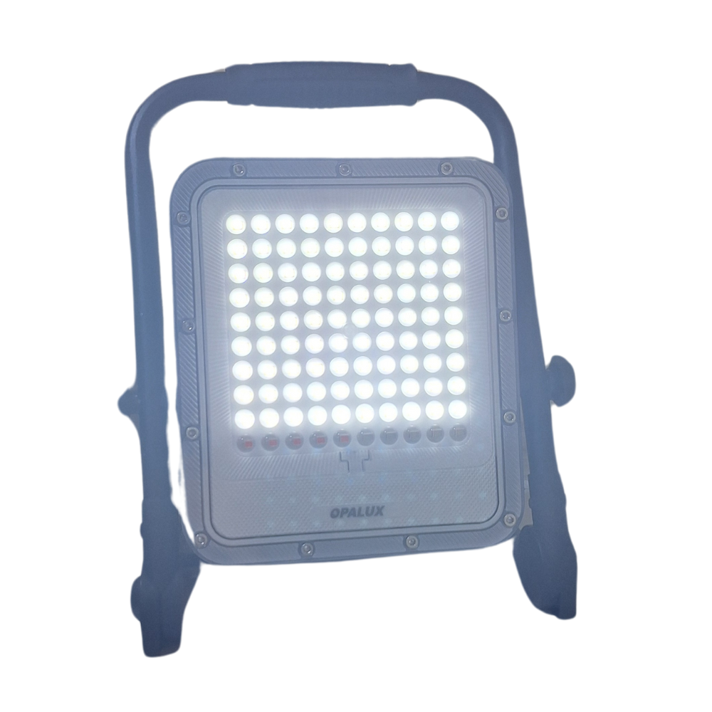 Reflector Opalux 50w Recargable Para Exteriores Ip65 100 Leds