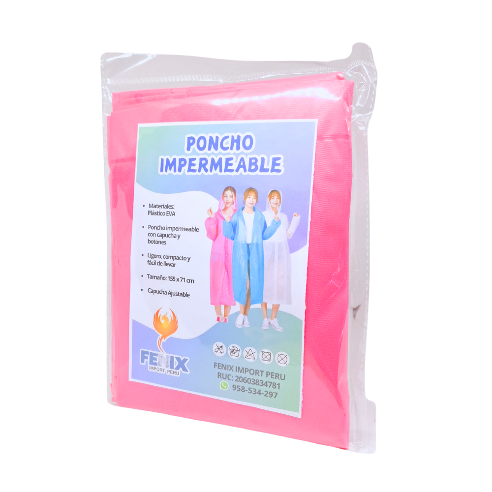 Poncho Para Lluvia Ligero Impermeable con capucha y botones