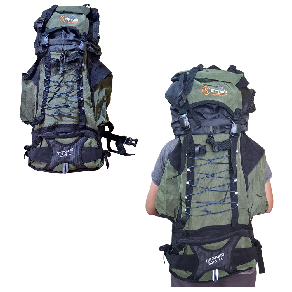 Mochila Campera Impermeable Expandible Trekking 60 + 5 litros Stevens