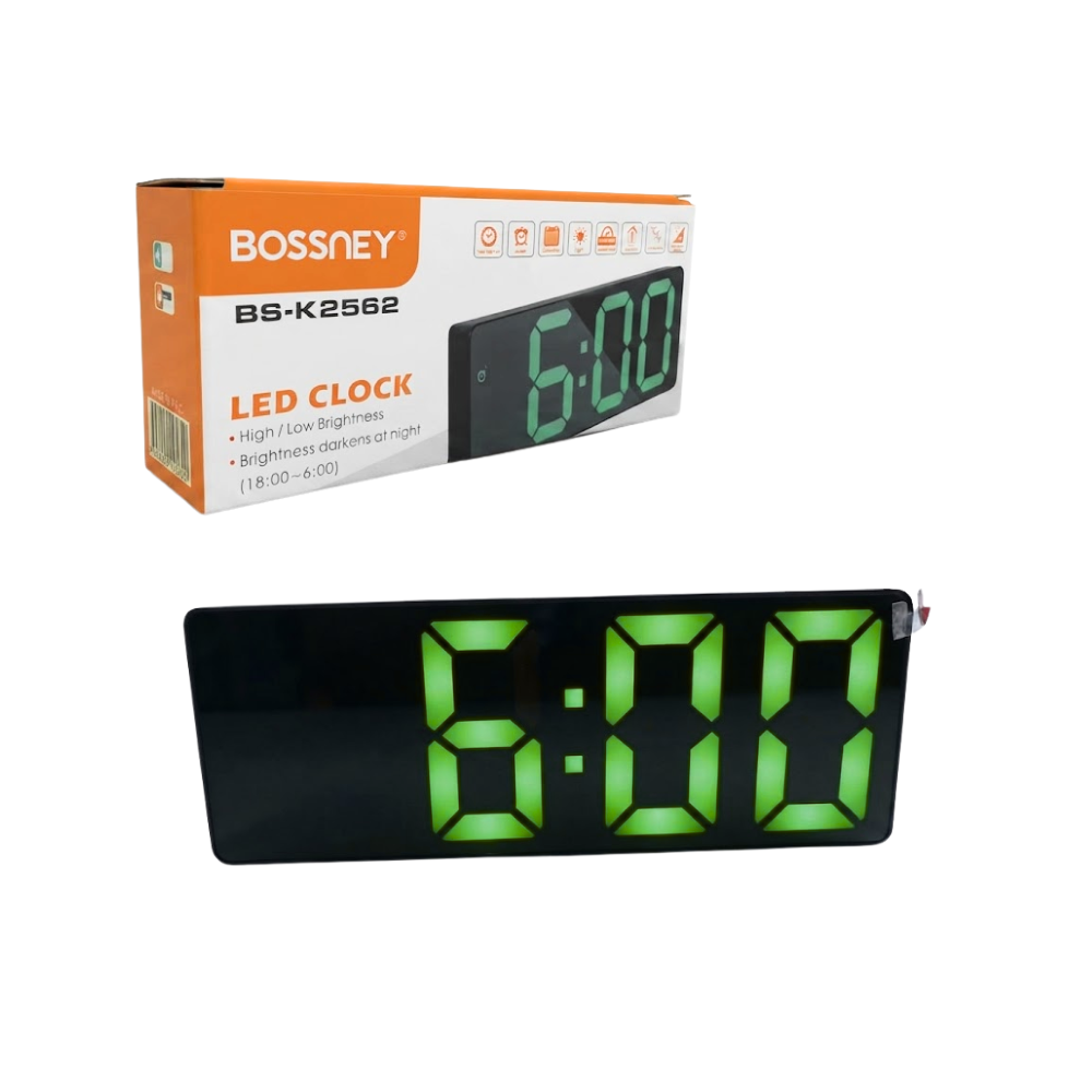 Reloj Digital para Escritorio con Alarma Formato 12/24 hrs Pantalla LCD Bossney BS-K2562
