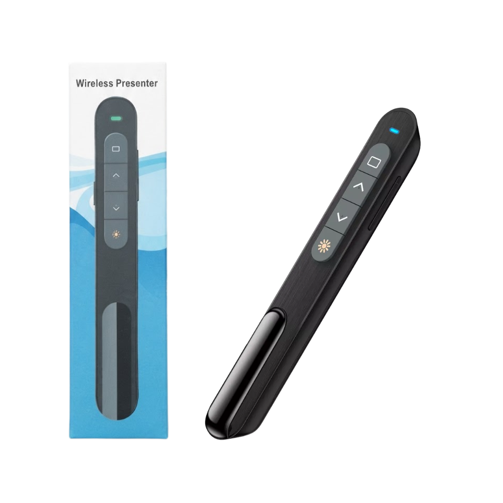 Presentador Inalambrico para PowerPoint 2 en 1 con Puntero Laser y Receptor Dual USB-A y USB-C Alcance de 80 Metros