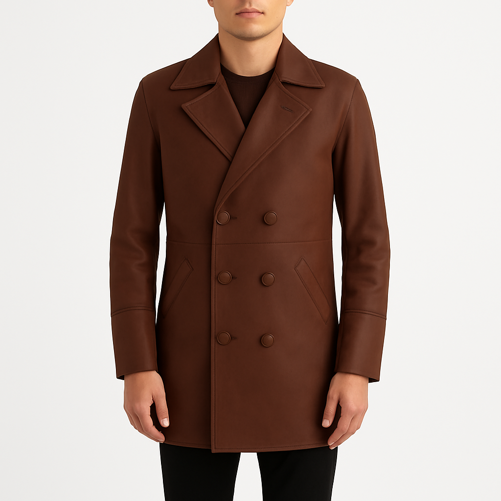 Men's Half Life Brown Leather Coat