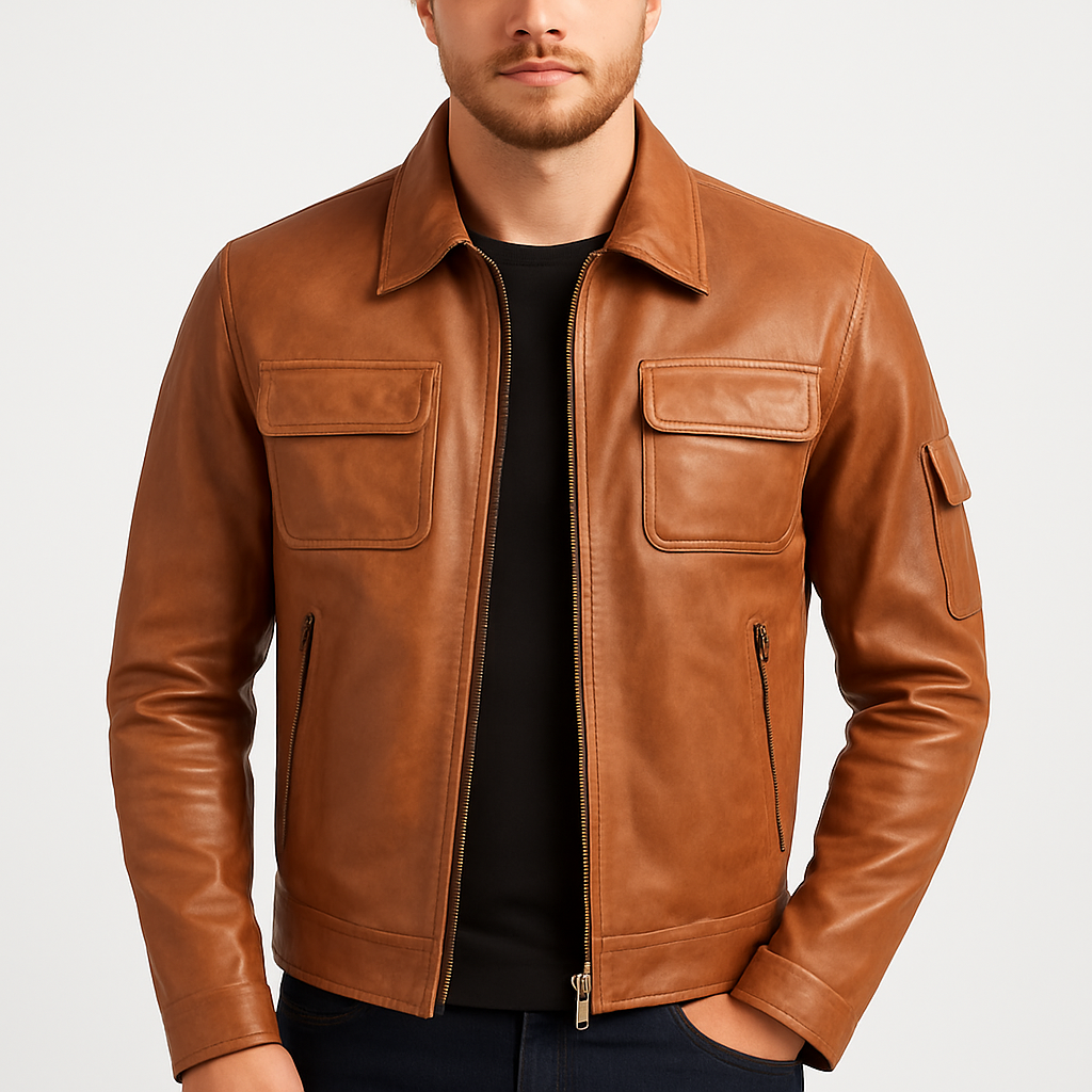 Men's Cafe Racer Vintage Moto Distressed Jacket