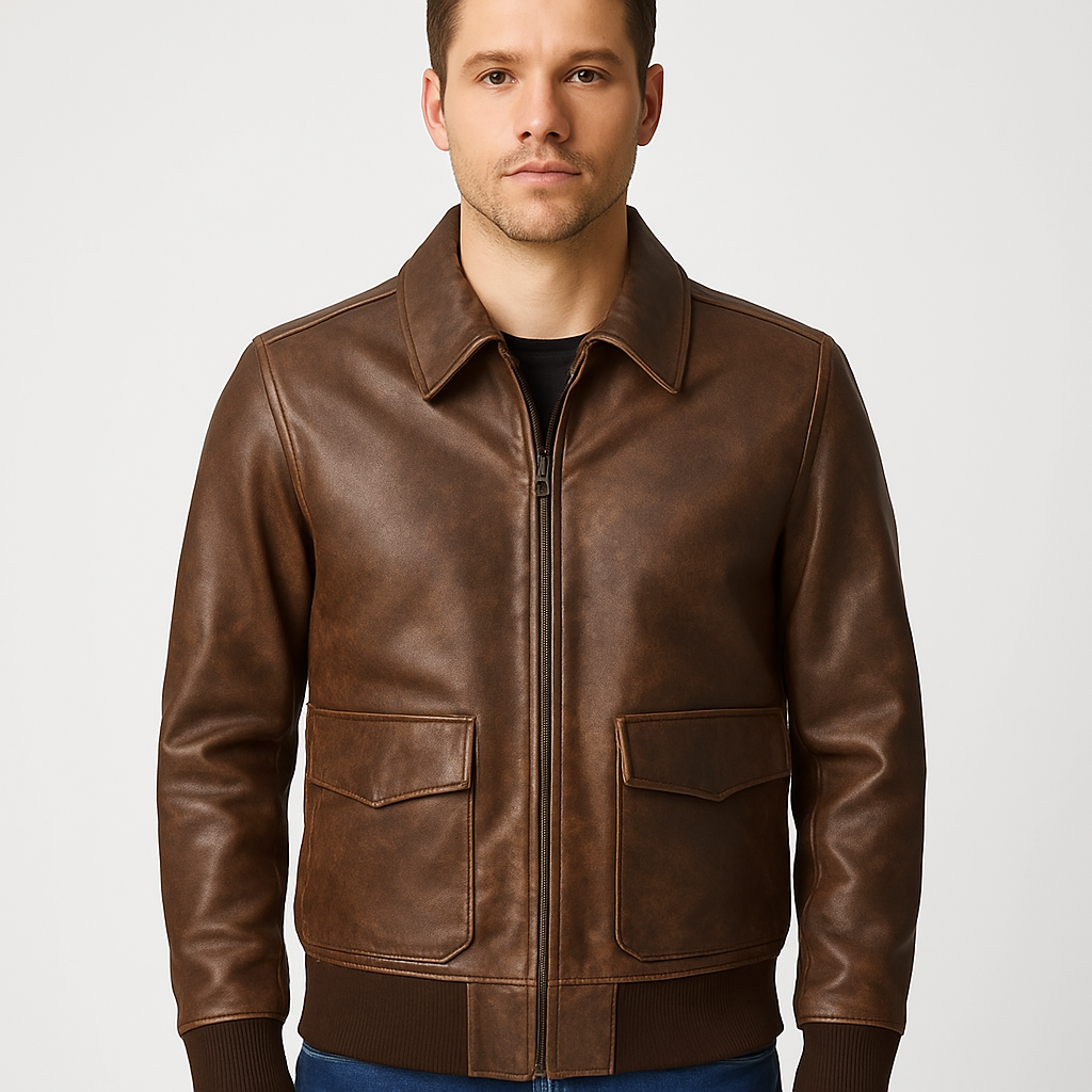 Men's Distressed Brown Motorcycle Jacket