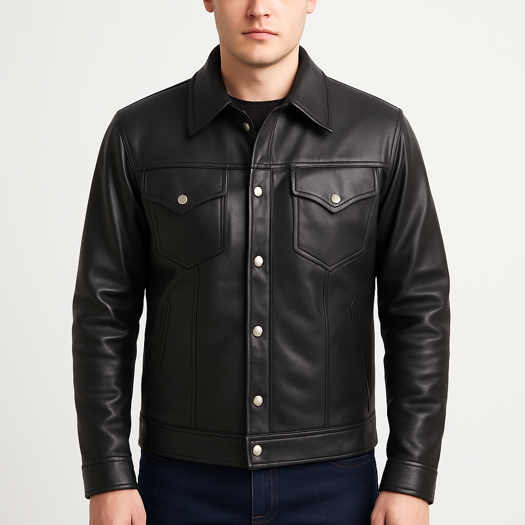 Men's Black Western American Trucker Jacket